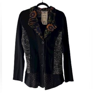 Vintage Concept Women’s Patchwork Sweater Blazer Cardigan Jacket Boho Sz L EUC